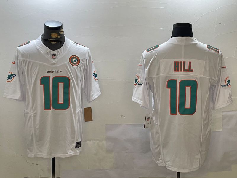 Men Miami Dolphins #10 Hill White Three generation 2024 Nike Limited NFL Jersey style 2